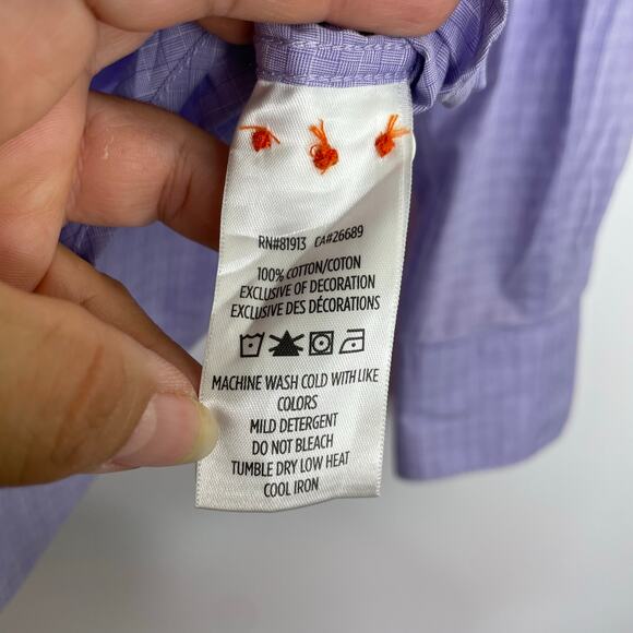 Robert Graham Tailored Fit Light Purple plaid Long sleeve button down Medium - Picture 9 of 16